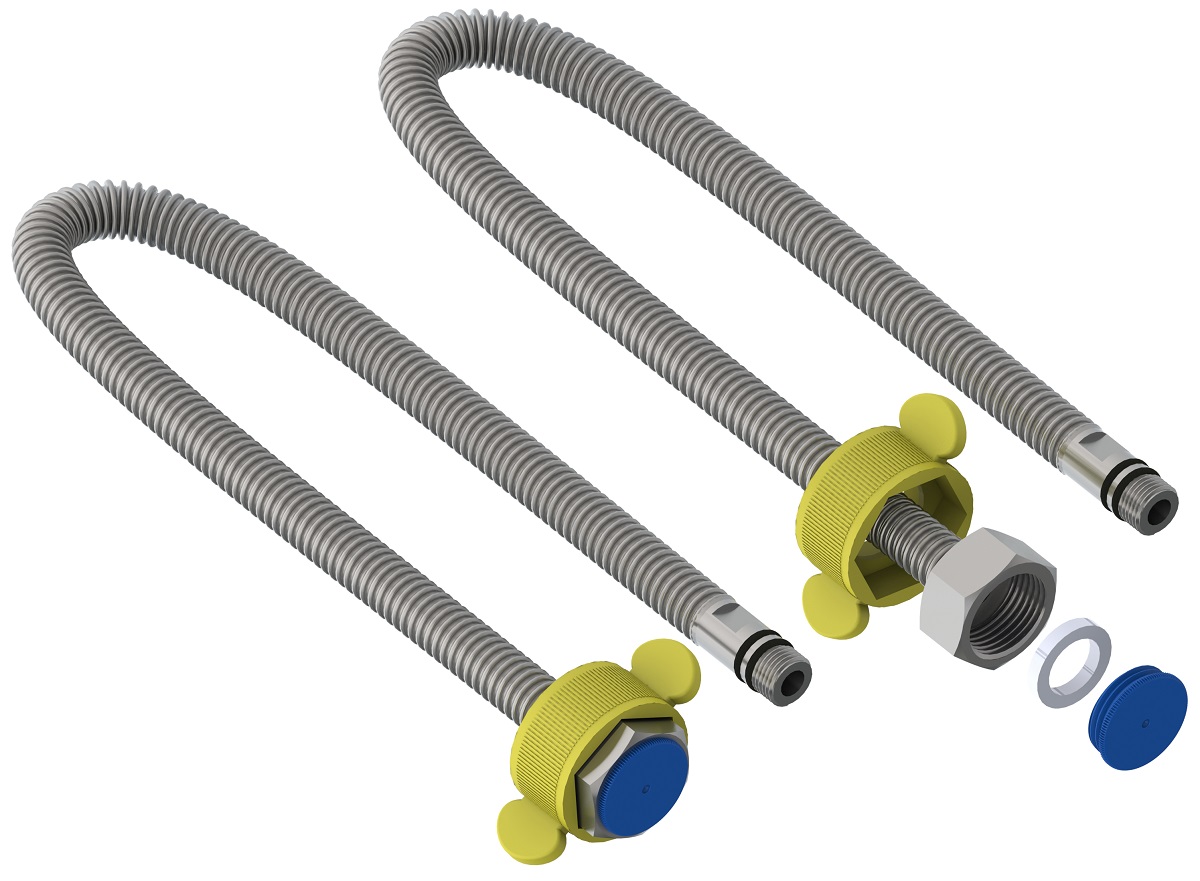 Flexible bellows hose for faucet 1/2&quot; M10 40 cm Kopfgescheit KG-A374. Set of 2 pieces